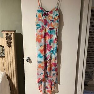Vibrant Multicolor Floral Dress with Spaghetti Straps